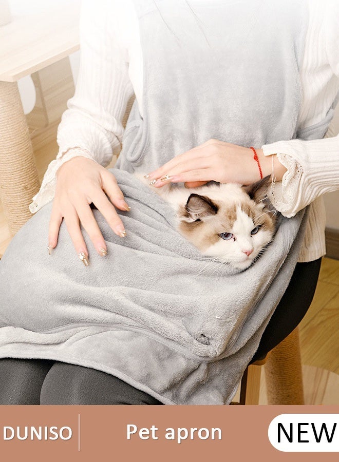 DUNISO مئزر ناقل للقطط قابل للتعديل، مئزر ناقل للحيوانات الأليفة مع جيب للنوم، حقيبة ناقل ناعمة وقابلة للتنفس للكلاب والقطط، حمالة للكتف الأمامية للحيوانات الأليفة بدون استخدام اليدين للكلاب الصغيرة والقطط، حقيبة ناقل مرافقة - Image 1